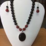 Black Onyx and Red Stone Necklace