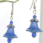 Medium Blue Lucite Flower Earrings