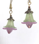 Green/Lavender Lucite Flower Earrings