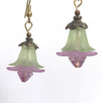 Green/Lavender Lucite Flower Earrings