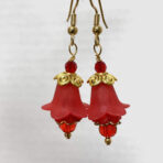Red Lucite Flower Earrings